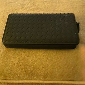Black new wallet without tags. Faux leather.